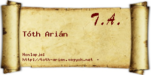 Tóth Arián névjegykártya